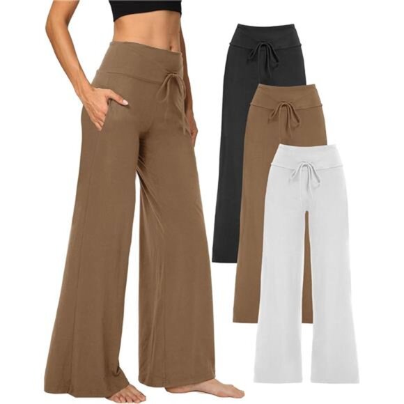 Other - 3 Pack Women's Wide Leg Yoga Pants Loose Fit Lounge Pajama Casual Palazzo